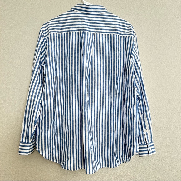 Sezane Oversized Max Blue Stripe Shirt - Picture 7 of 13